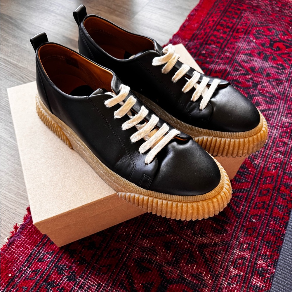Ami Paris /  Designer Black Leather Sneakers
